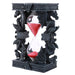 Black faux-stone sandtimer with stacked dragons. Timer has red sand in glass
