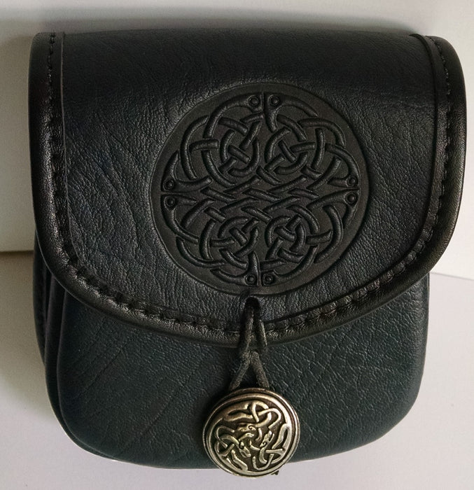 Celtic Fish Knot Leather Belt Pouch (Small)
