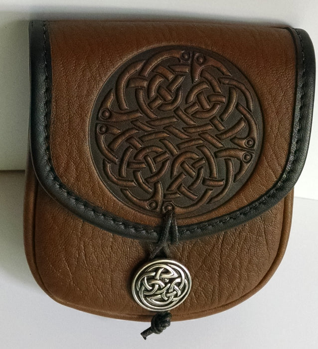 Celtic Fish Knot Leather Belt Pouch (Small)