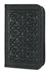 Black leather card holder with Celtic knot design