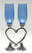 sapphire colored celtic heart wine glasses positioned in the shape of a hear