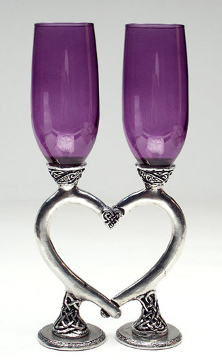 Celtic Smooth Heart Glasses / Flutes Wedding Wine Glasses by Fellowship  Foundry
