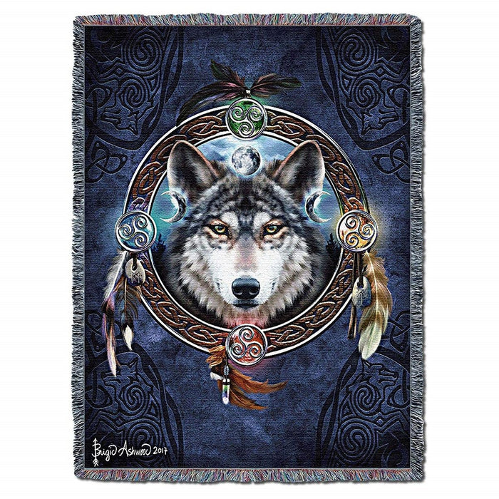 Celtic Wolf Guide Tapestry Blanket