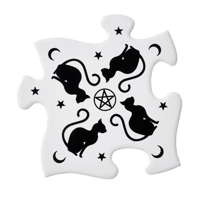 Black Cat Puzzle Coasters