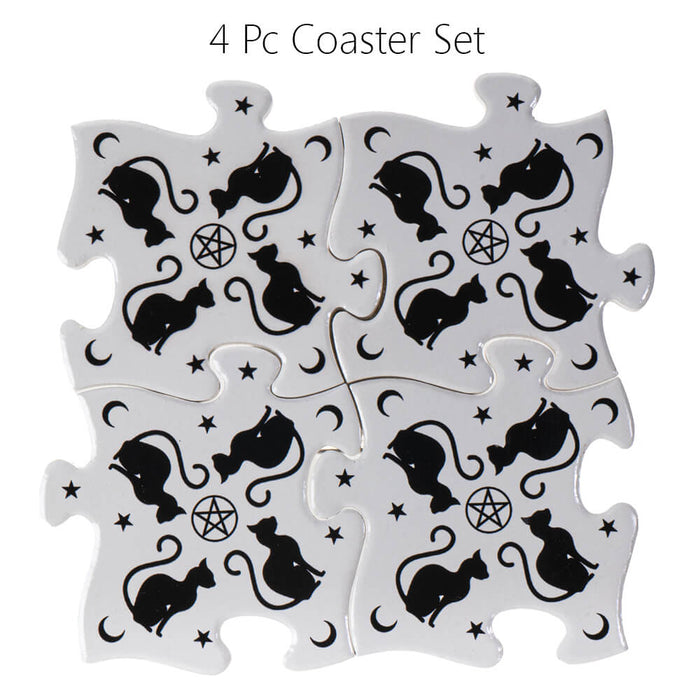 Black Cat Puzzle Coasters