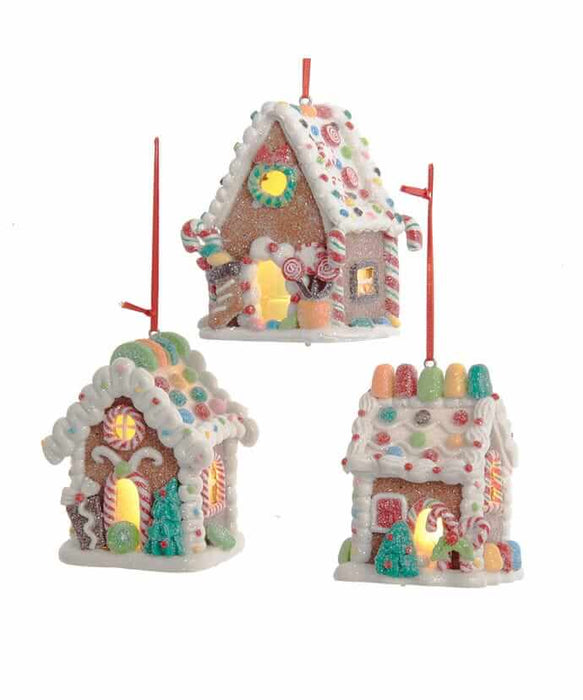 Gingerbread Candy House Ornament Trio