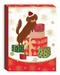 Pocket notepad with a brown dachshund dog on a pile of festive presents