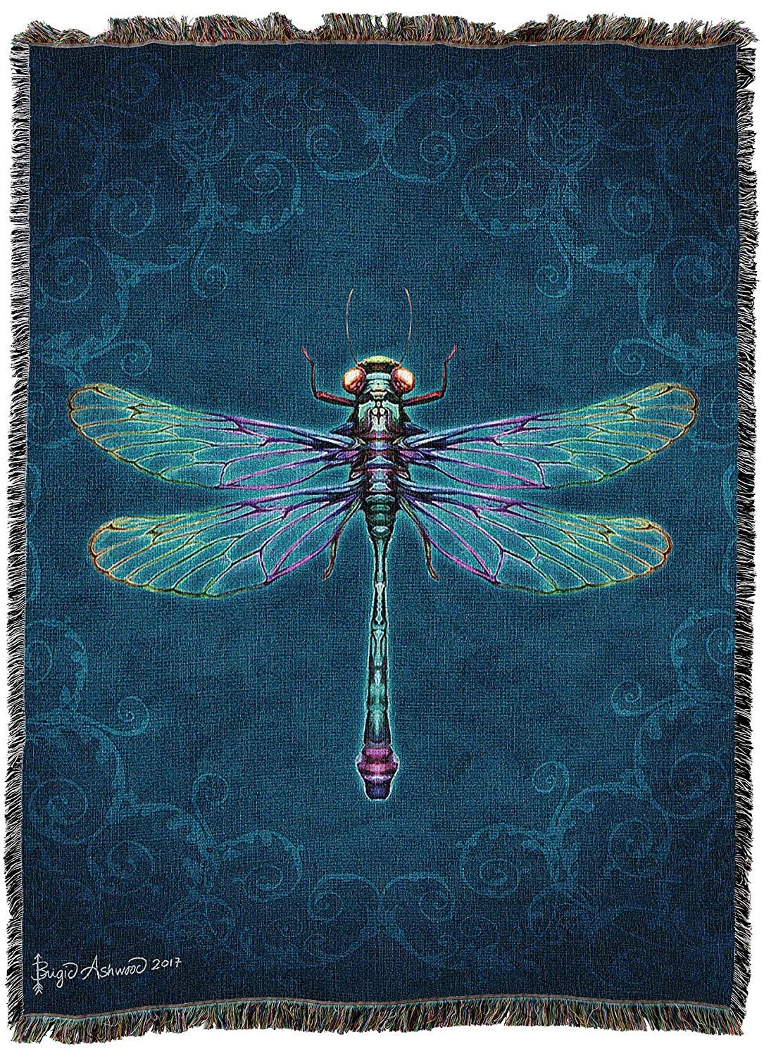 Damask Dragonfly Tapestry Blanket: Brigid Ashwood Gifts