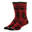 Red crew socks with black toes, tops and D&D logo design
