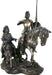 Don Quixote riding with Sancho Panza statue in bronze polystone, front view
