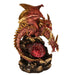 red and gold dragon on a ruby crystal that lights up from within
