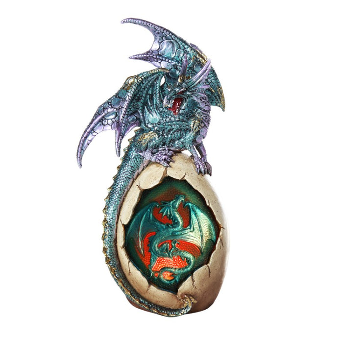 Blue Dragon on Egg with LED Figurine