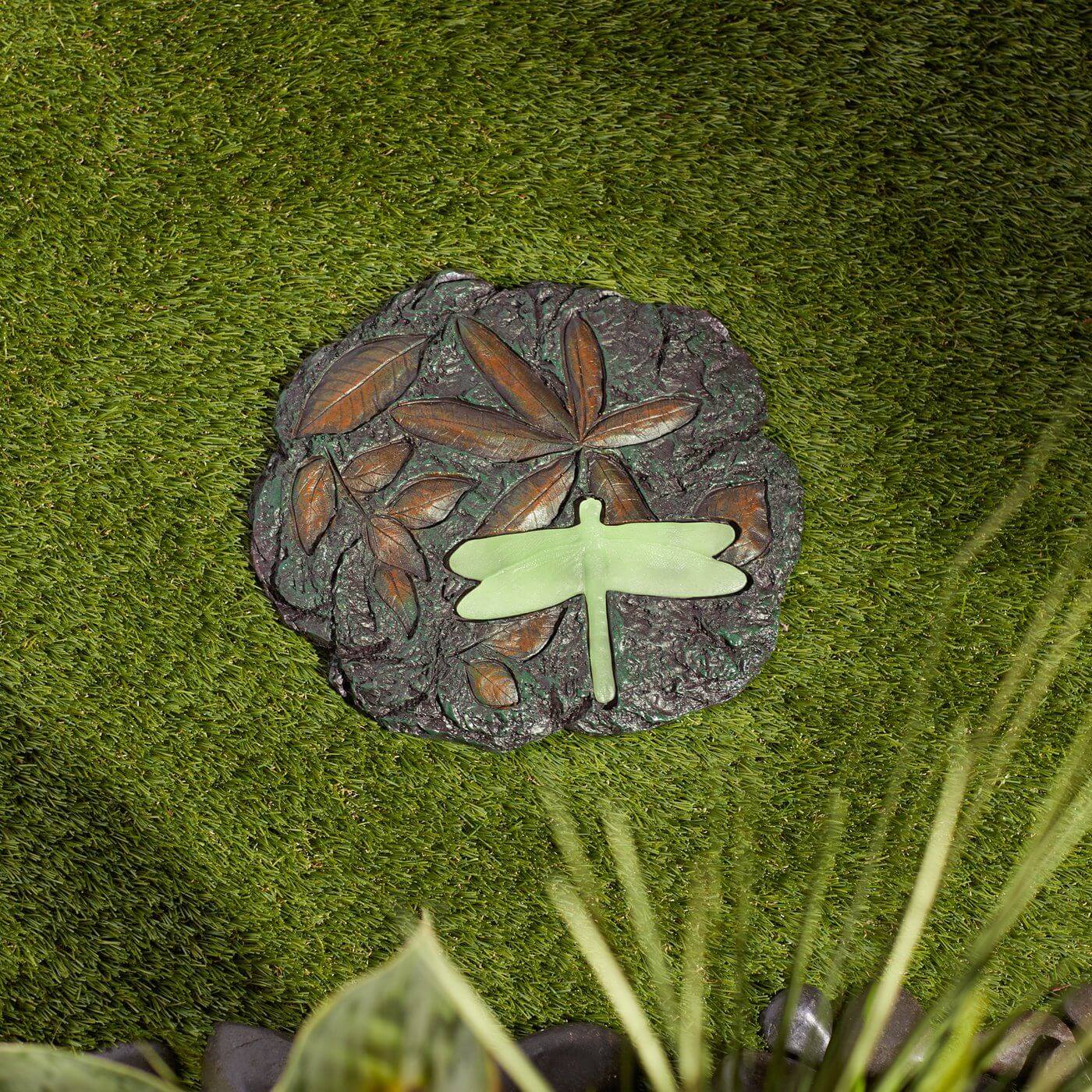 Dragonfly Glowing Stepping Stone Outdoor Garden Decor Glow in the