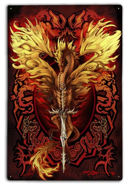 Dragonsword Flameblade 12x18 Metal Sign or Wood Wall Art