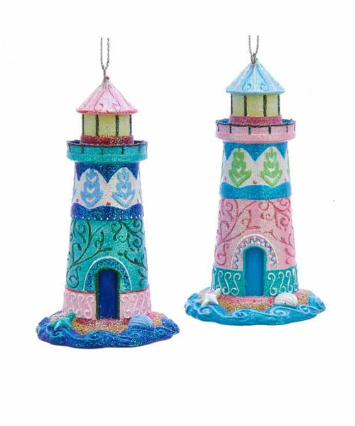 Ocean Fantasy Lighthouse Ornament Pair