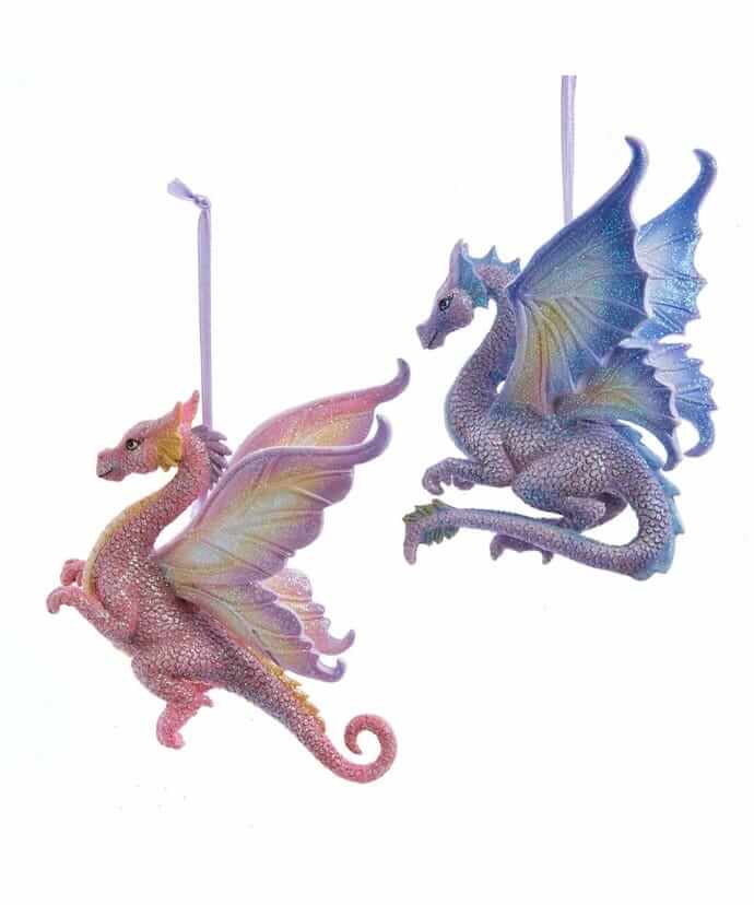 Butterfly Dragon Ornament Pair