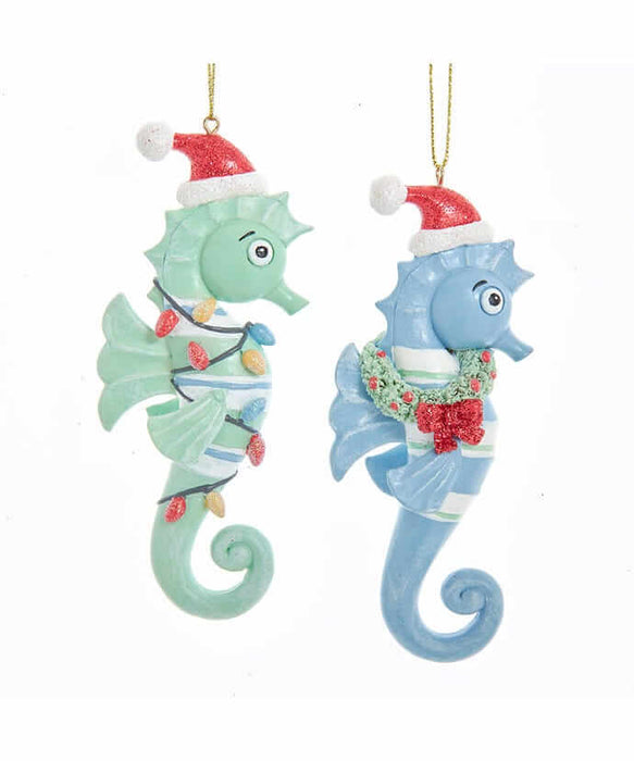 Whimsical Seahorse Ornament Pair