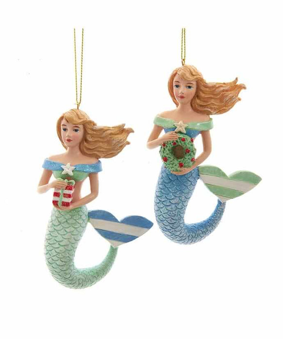 Whimsical Mermaid Ornament Pair