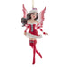 Amy Brown fairy ornament of pixie dressed in red Santa Claus outfit.