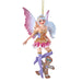 Fairy ornament by Amy Brown with pink wings and shirt, brown and purple accents, and a gingerbread man