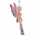 Side view of Fairy ornament by Amy Brown with pink wings and shirt, brown and purple accents, and a gingerbread man