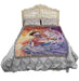 Butterfly fairy tapestry blanket displayed on a bed