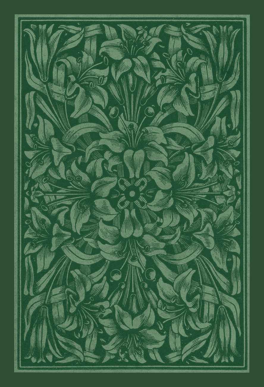 Card back artwork, green floral design