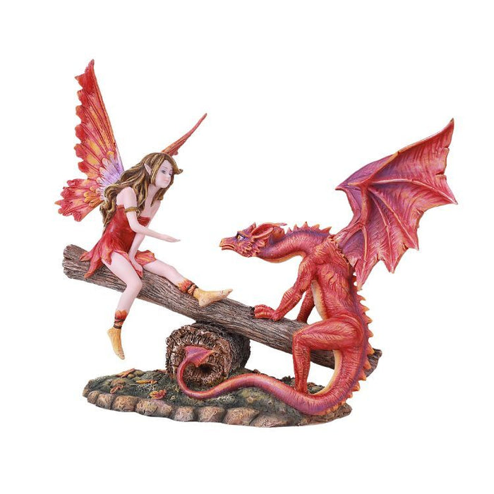 Fairy and Dragon on a Seesaw Figurine
