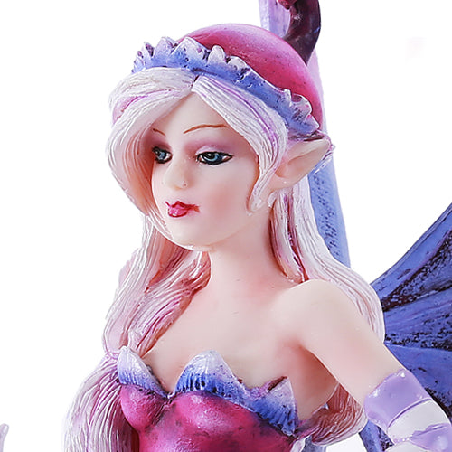 Closeup of fairy's face with pink and purple