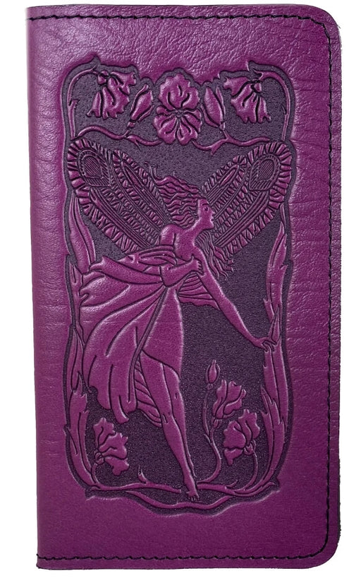 Orchid purple flower fairy leather checkbook cover