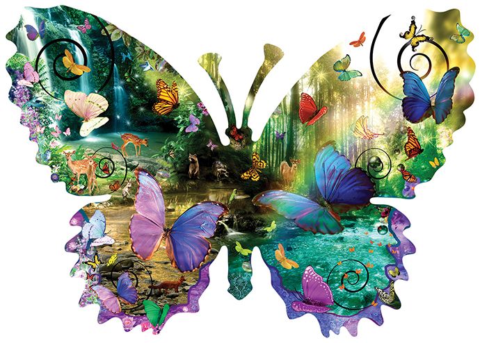 Forest Butterfly Shaped Jigsaw Puzzle (1000 Pieces)