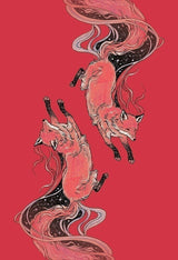 Card back artwork of two foxes