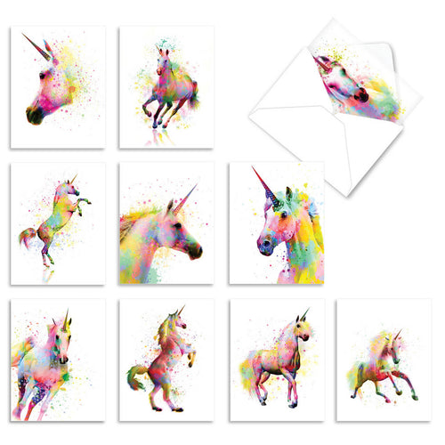 Funky Rainbow Unicorn Mini Notecards