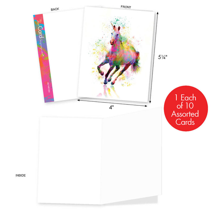 Funky Rainbow Unicorn Mini Notecards