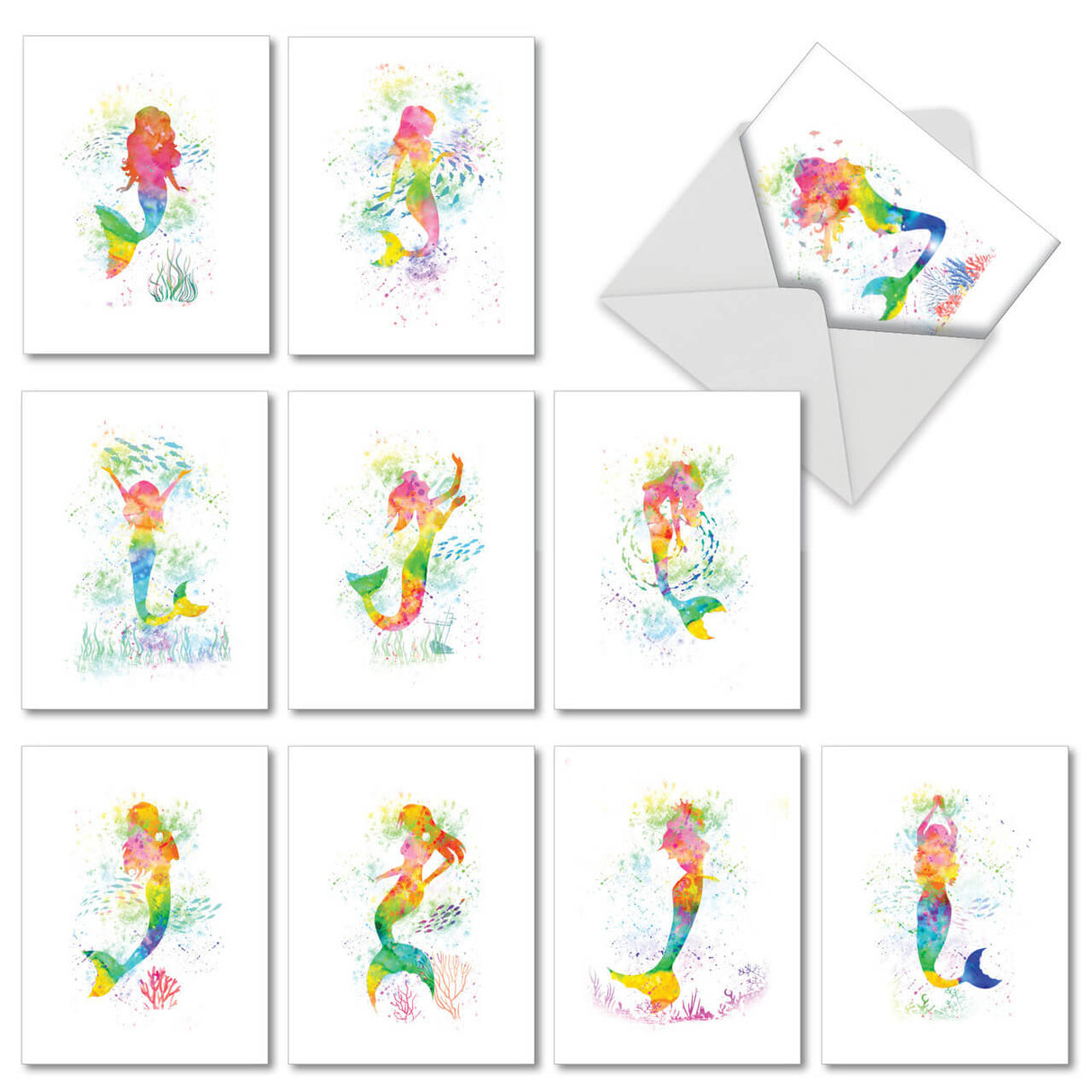 Funky Mermaids Mini Notecards