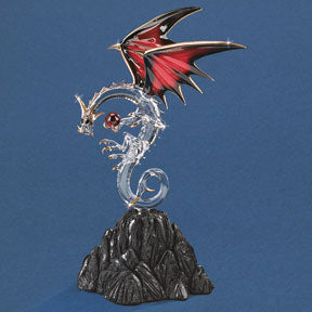 Glass Ruby Crystal Dragon Figurine