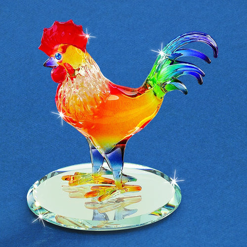Glass Sunrise Rooster Figurine