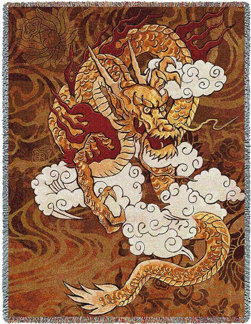 Golden Dragon Tapestry Blanket