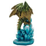 Green Dragon on Crystals with LED Light Figurine