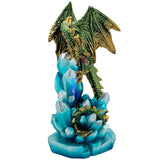 Green Dragon on Crystals with LED Light Figurine