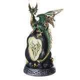 Green Dragon on Rock with LED Light Figurine