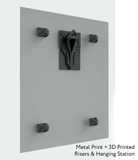 Wall mounts on back of metal print