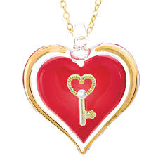 Heart with Key Glass Necklace