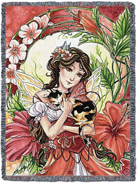 Hibiscus Fairy Woven Tapestry Blanket