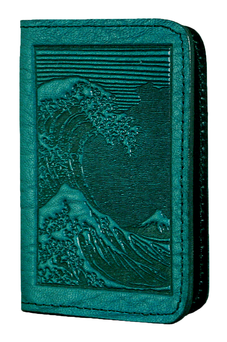 Hokusai Wave Leather Checkbook Cover