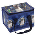 Lunch bag with Siamese cat holding a crystal wand on the top and sides with black zipper and handles