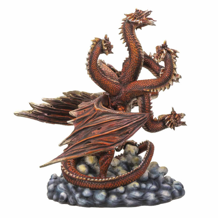 Seven headed hydra dragon figurine shown from behind