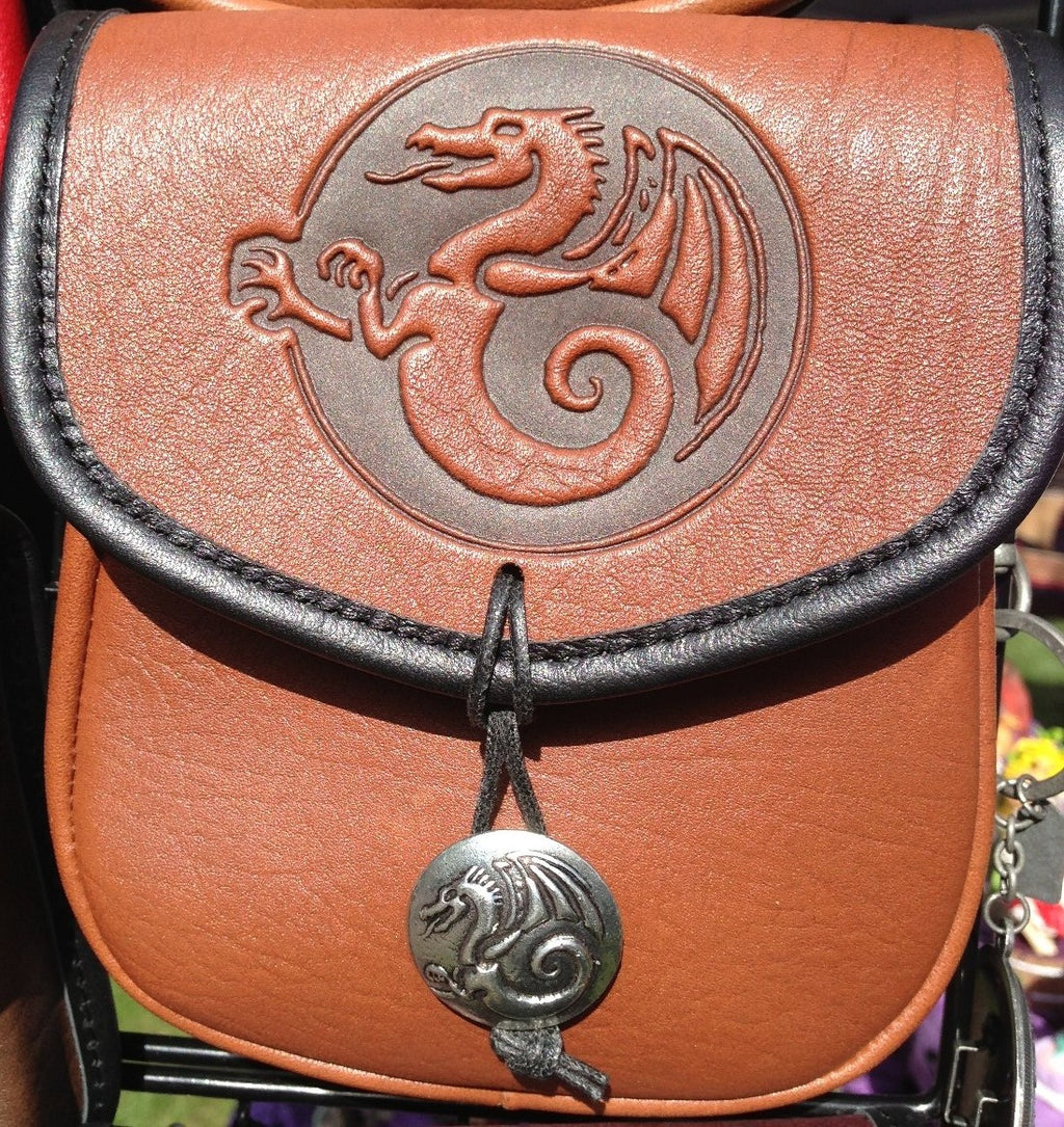 brown leather dragon backpack Dragon Leather Belt Pouch by Oberon Desgin - FairyGlen.com