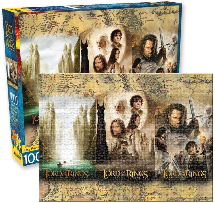 Lord of the Rings Triptych 1000 piece puzzle featuring 3 movie posters on one puzzle
