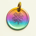 Rainbow lucky coin charm showing clover